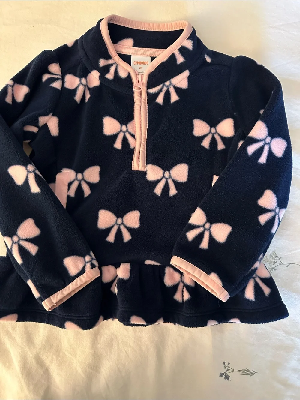 Gymboree Navy & Pink Bow-Print Fleece Hoodie